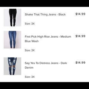 3 bundle fashion nova curve jeans 3x